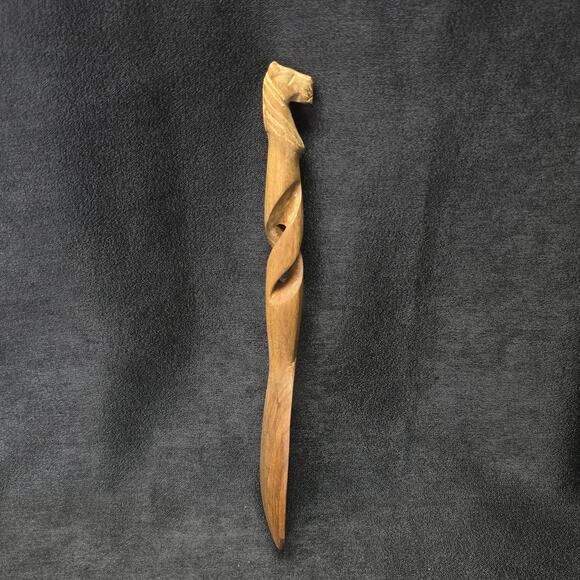 Vintage African Hand Carved Cheeta Large Wooden Spoon - Picture 3 of 8